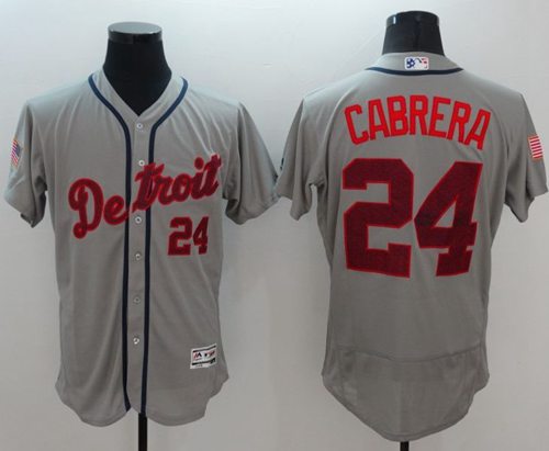 Tigers #24 Miguel Cabrera Grey Fashion Stars & Stripes Flexbase Authentic Stitched MLB Jersey